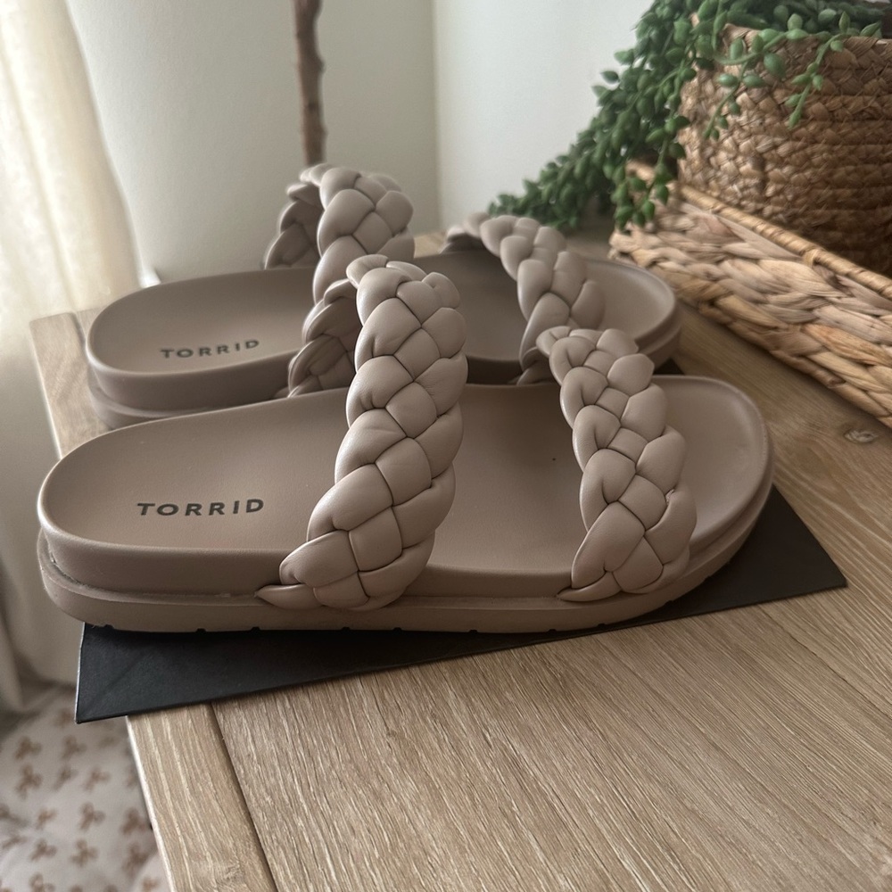 Torrid Tan Braided Slide Sandals